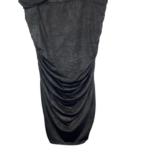 GUESS JET BLACK CREASED SLINKY OFF SHLDER DRESS SMALL - Picture 3 of 7